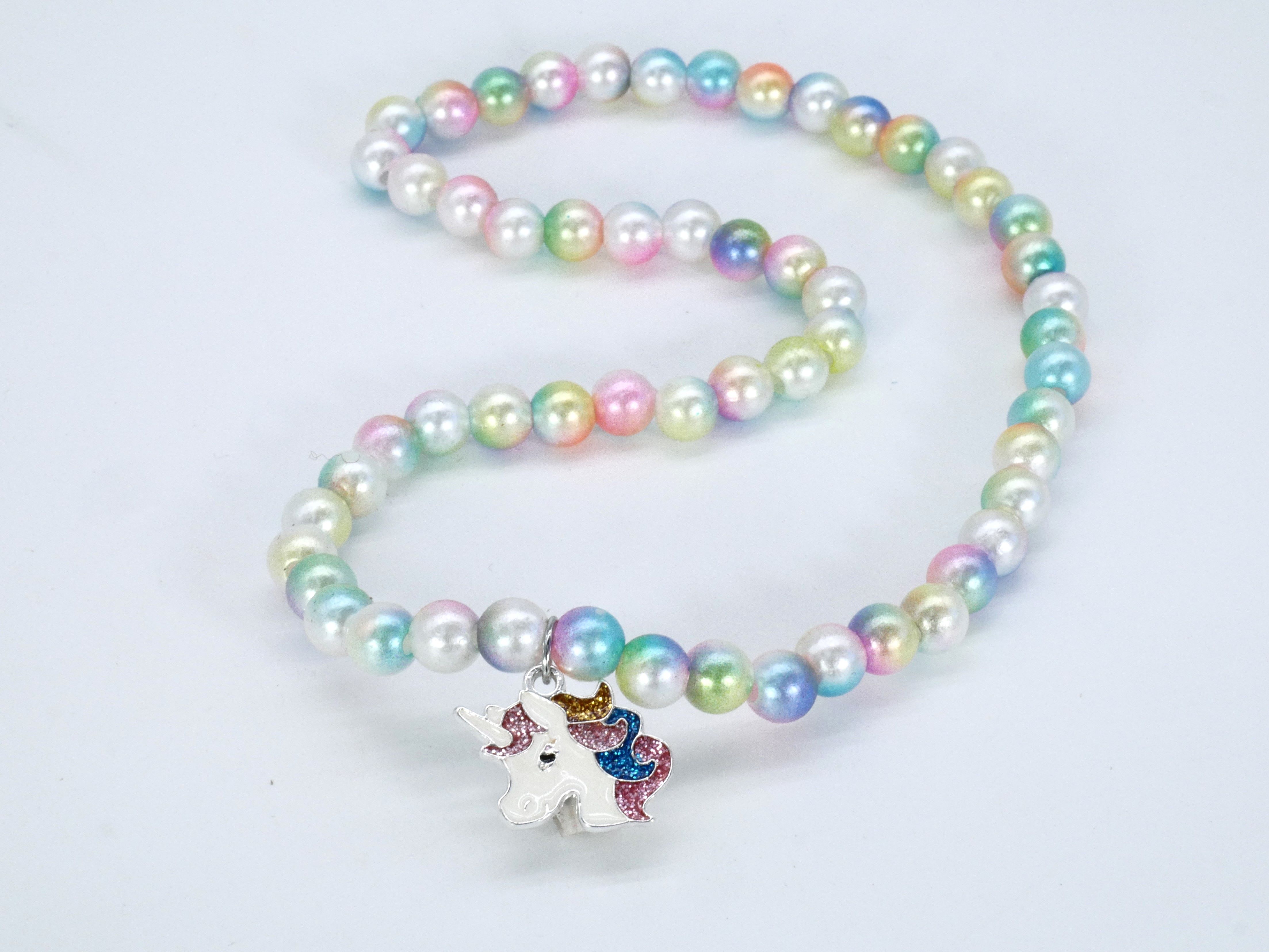 Kette Einhorn Regenbogenperlen