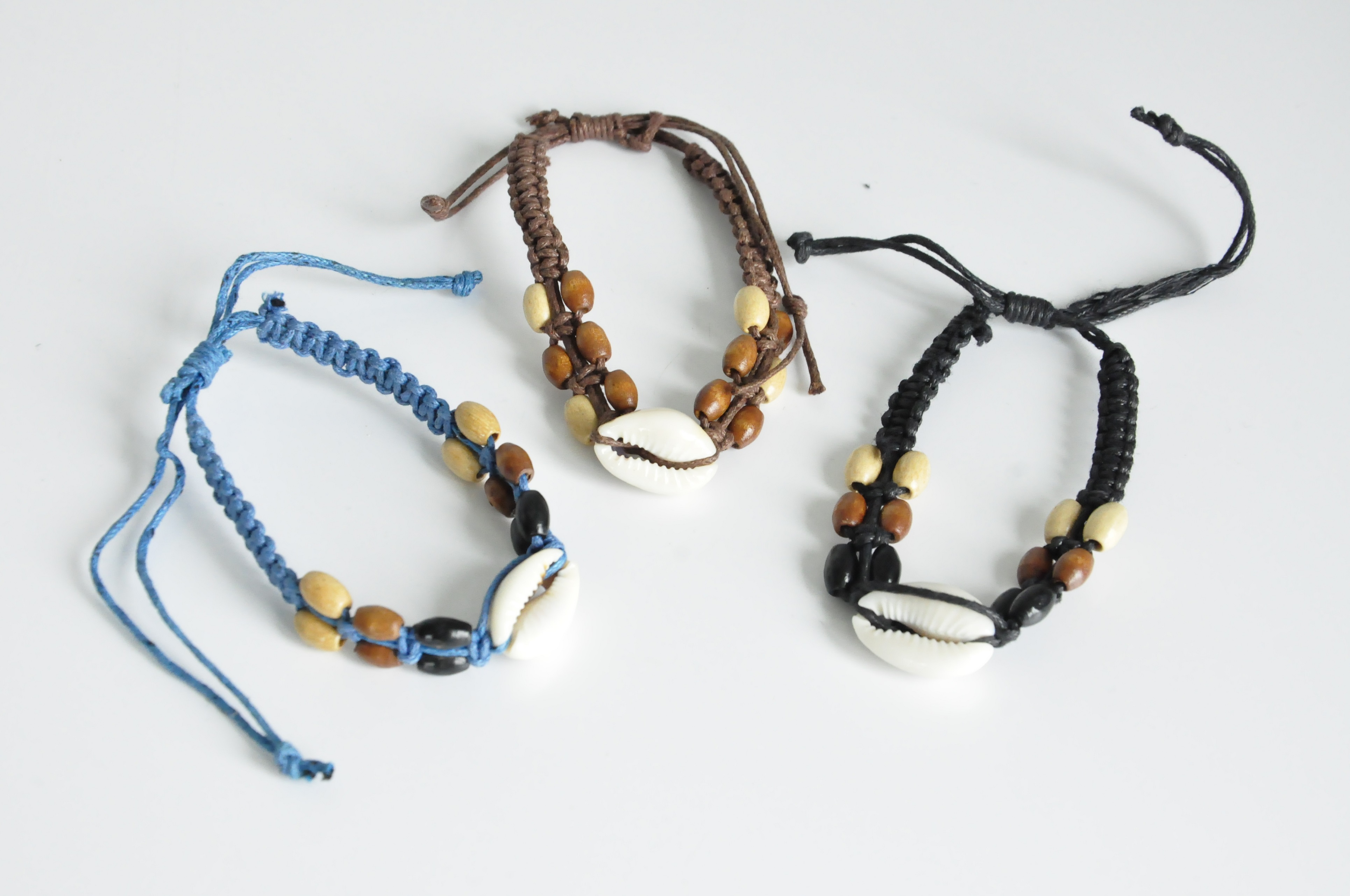 Armband geflochten Holz Muschel ab 8 Jahre