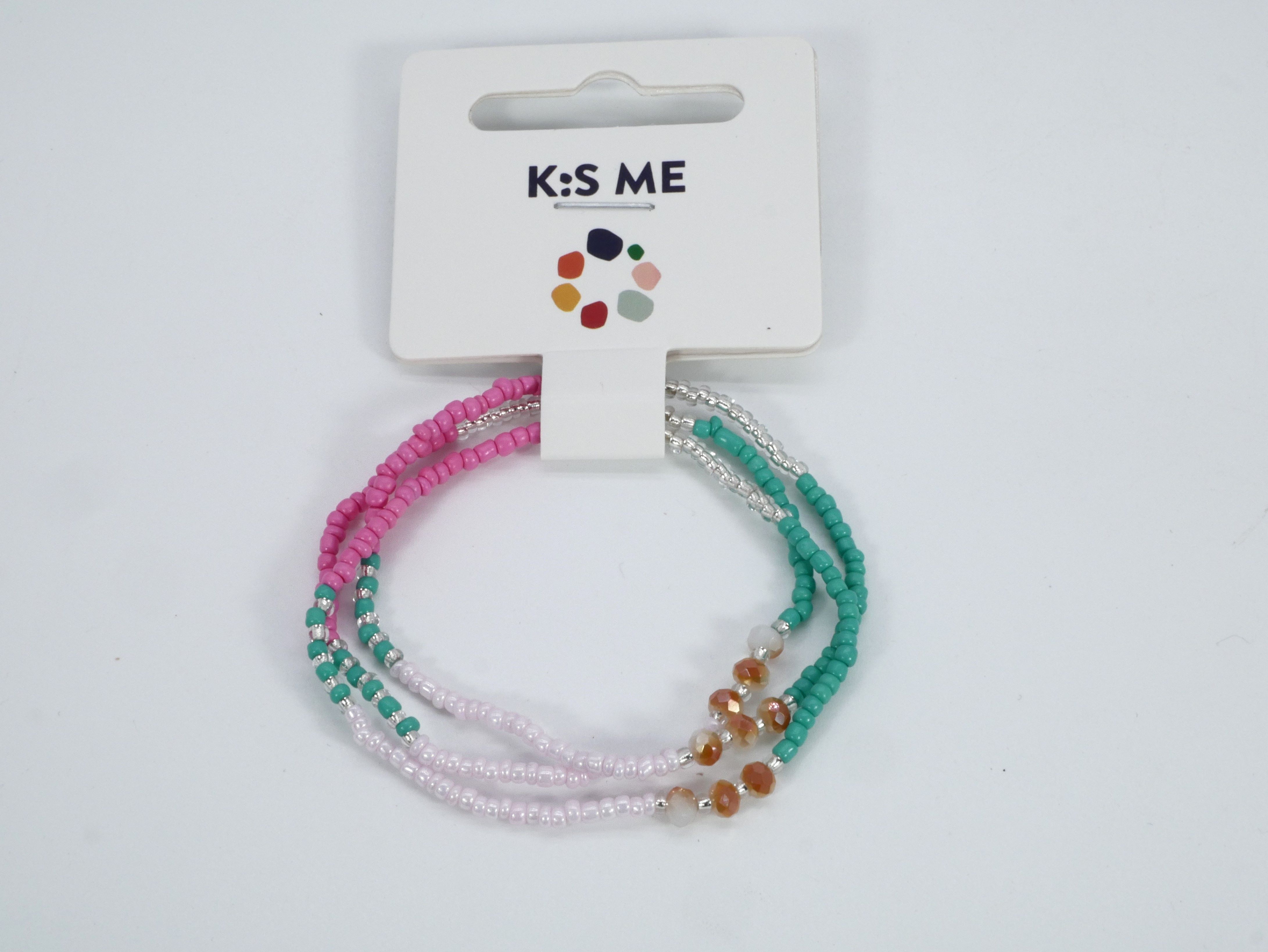 Armband 3er Glasp groß rosa coralle grün